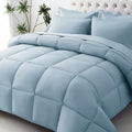 JOLLYVOGUE Full Comforter Set, Ultra-Soft Bed in a Bag Full Size 7 Pieces, Oeko-TEX Certified Bedding Set with Down Alternative Comforter, Sheets, Pillowcases & Shams, Lake Blue