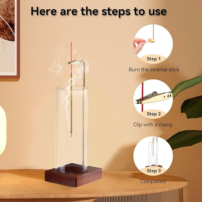 Incense Holder for Sticks, Insence-Stick Holder Ash Catcher with Removable Glass [Anti-Ash Flying], Mess-Free Incense Burner Holder, Perfect for Meditation Yoga Relaxation,Home Decor