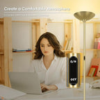 Stepless Dimmable Floor Lamp,30W 3000LM Super Bright LED Torchiere Floor Lamps with Remote & Touch Control,71 In Tall Modern Pole Standing Lamp for Living Room Bedroom Office,2700k-6500k,Golden