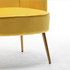 Trendy Velvet Accent Chair with Gold Metal Legs, Upholstered Armchair for Small to Mid-Size Spaces, Modern Living Room, Bedroom, Vanity Desk and Entryway, Yellow
