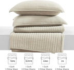 WRENSONGE King Size Quilt-3 Pieces Lightweight Bedspreads Light Oatmeal King Quilt Bedding Set for All Seasons, Soft Summer Coverlet with 2 Pillow Shams Suitable for Bed, Couch, Quilt Blanket