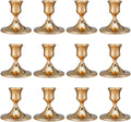 12 Pcs Silver Taper Candle Holders Vintage Candlesticks Holder for Home Decor Table Centerpiece Dining Party Festival Decorations (Gold)