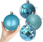 Baby Blue 4.0" Large Christmas Balls - Christmas Tree Decoration Ornaments Shatterproof Hanging Balls for Birthday Halloween Holiday Wedding Decorations Set of 4pcs