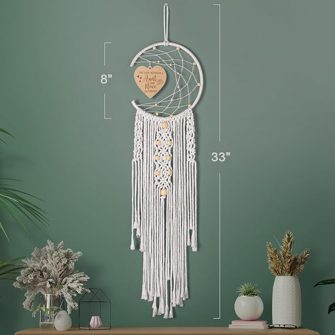 Aunt Niece Gifts for Christmas, Aunt Gifts from Niece Christmas Decorations Dream Catcher with Heart Pendant, Unique Birthday Gift for Nieces from Auntie Women Gift Boho Home Wall Decor