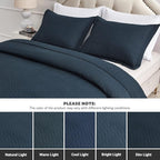 Maple&Stone Quilt Set Queen Size, Lightweight Navy Bedspread Ultrasonic Chevron Pattern Light Coverlet for All Season Comforter Bedding Decor - 3 Piece Full Bed Cover Sets