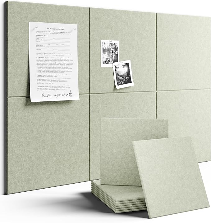 Large Felt Bulletin Board 36"x24" Cork Board Alternative - 6 Pack with 40 Safe Removable Adhesive Tabs, Cork Boards for Walls Cork Board for Home Office Classroom Pin Board-Sage Green