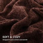 Yoenille Rust Brown Chenille Throw Blanket for Couch Bed，Soft Cozy Throw Blanket with Handmade Fringe, Decorative Blanket for Sofa Chair Living Room for Gift, (Rust Brown,60" x 80")