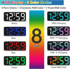 Peakeep Small Digital Alarm Clock Plug in for Kids Bedroom Bedside Nightstand, 8 RGB Colors Large Display Dimmable 6 Brightness, Corded Electric Battery Backup (White - RGB)