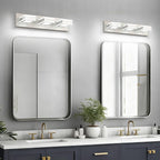 SOLFART LED Bathroom Vanity Light Fixtures： 3 Light Brushed Nickel Modern Acrylic Bathroom Wall Lighting Fixtures Over Mirror 20in