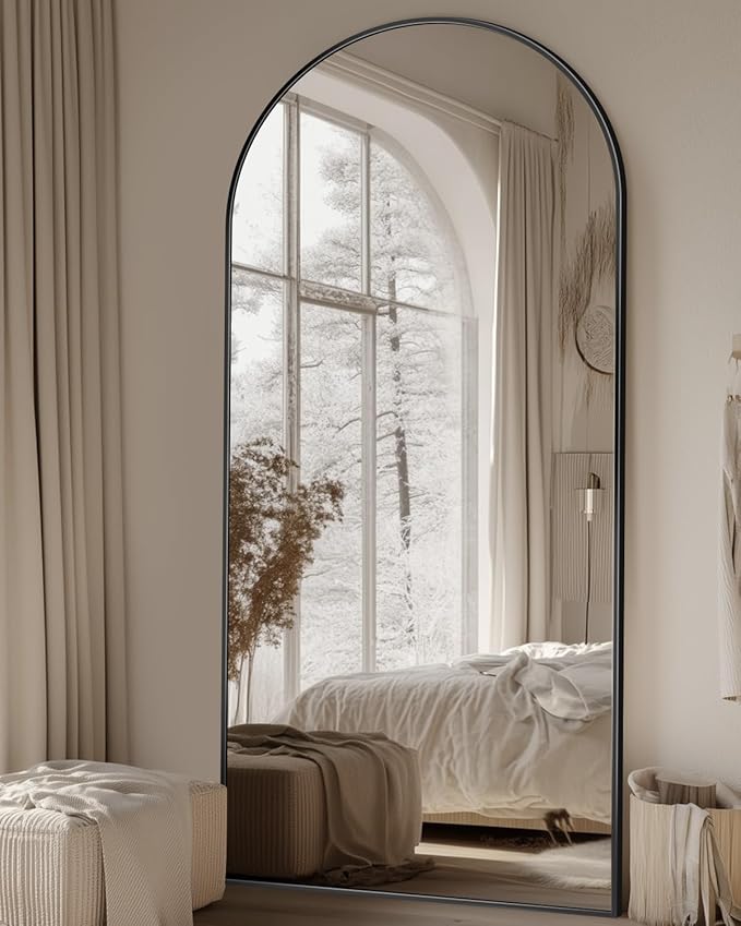 Suidia Arched Full Length Mirror, 71"x28" Floor Mirror Freestanding, Floor Standing Full Body Mirror with Stand for Bedroom, Hanging Leaning Mounted for Living Room Cloakroom, Black
