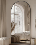 Suidia Arched Full Length Mirror, 71"x28" Floor Mirror Freestanding, Floor Standing Full Body Mirror with Stand for Bedroom, Hanging Leaning Mounted for Living Room Cloakroom, Black