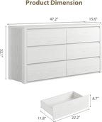 GarveeHome 6 Drawer Dresser for Bedroom, Wide Wood Chest of Drawers Handle Free, Large Modern Dresser Storage Cabinet for Living Room, Hallway Entryway