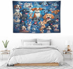 VUMIVI Cartoon Dog Tapestry Cute Puppy Pet Lovers Animal Theme Colorful Illustration Tapestry Wall Hanging for Living Room Bedroom Dorm Classroom Aesthetic Decor W90xL60in