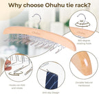 Tie Rack Hanger for Closet: Ohuhu 2 Packs 24 Folding Hooks Tie Hangers for Men Wooden Tie Holder Organizer Space Saving Necktie Storage 360 Degree Rotating Ties Belts Scarves Tank Tops-Burlywood