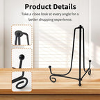 Iron Plate Stands for Display, Foldable Book Holder & Easel Stand for Sign, Versatile Poster Stand and Small Plate Stand for Home Decor, Art, Photo Frame, Card, Crystal Display (Black, 10 inch (2Pcs))