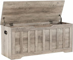 43.3" Storage Chest Extra Large,Storage Trunk with 2 Safety Hinges,Wooden Storage Bench,Shoe Bench,43.3x15.7x19.1 Inch,Easy Assembly,Storage Bench for Bedroom,Living Room,entryway(Greige).