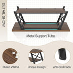 EXCEFUR Modern Coffee Table, Industrial Living Room Center Table with Storage Shelf, Rectangle Wood and Metal Cocktail Tea Table, Rustic Walnut, 47 Inch