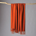 CUDDLE DREAMS Premium Cashmere Throw Blanket with Fringe, Luxuriously Soft (Persimmon)