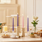 12-Inch Tall Dripless Advent Candles Set of 4, Tapered Candles, Perfect for Christmas - Smokeless, Unscented, Long Burning - Hand Poured, Colored Tall Candlesticks - Pink and Purple