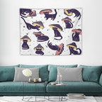 VUMIVI Funny Cat Mushroom Tapestry Retro 70s Hippie Style Cute Black Kitten Star Aesthetic Art Print Tapestry Wall Hanging for Living Room Bedroom Dorm Classroom Aesthetic Decor W40xL30in