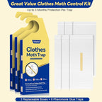 Clothes Moth Traps with Powerful Pheromones, Natural & Odor-Free Sticky Moth Traps for Clothes & Closets, Refillable 6-Pack