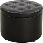 Convenience Concepts Designs4Comfort Round Shoe Ottoman, Black