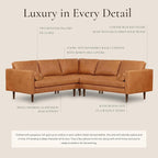 Poly & BARK Napa 98” Leather Corner Sectional Sofa – Full-Grain Italian-Tanned Aniline Leather, Feather-Down Comfort, Solid Wood Frame – Cognac Tan