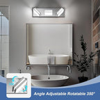 Modern LED Small Bathroom Lights Fixtures(3-Light),Stainless Steel Chrome Acrylic Wall Lighting,Vanity Lights for Bathroom Over Mirror(6000K 16in)