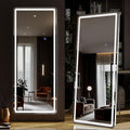64"x21" LED Full Length Mirror – Standing Floor Mirror with Dimmable Lights 3 Color Modes – Adjustable Brightness, Wall-Mount or Lean for Barber, Fitness Center, Dressing Room, Vanity