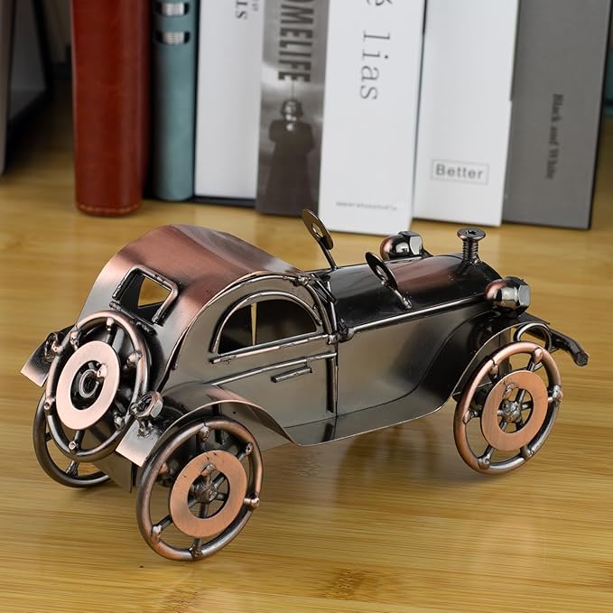 Classic Car Gifts for Men - Unique Cool Birthday Gift Ideas - Vintage Car Decor for Room, Home, Office, Man Cave, Garage - Antique Scrap Metal Model Car Ornaments (M-2)