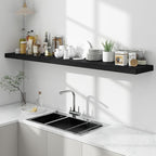 72 inch Floating Shelves for Wall, 12 Inch Deep Floating Shelf, Hanging Shelf with Invisible Brackets, Rustic Wooden Wall Shelves for Bathroom, Bedroom, Living Room,Farmhouse Set of 1,Black