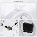 Mantel Clock, Classic Vintage Clocks and Decorative Shelf Decor, Silent Analog Desk Clocks with Light Vintage Metal Table Clock for Living Room Shelf Bedside Home Decor (White)