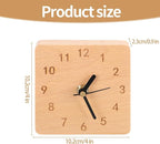 Wooden Desk Clock, 4 inch Small Analog Clock Desktop Decoration, Modern Desk and Shelf Clock, Silent Non-Ticking Battery Operated Table Clock, Mantel Clock for Office, Living Room, Bedroom