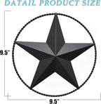 JoyEvy 9.5" Black Barn Star Wall Decor, Metal Stars for Outside or Inside of House, Iron Texas Stars Rustic Vintage Western Country Home Farmhouse Wall Art Decorations