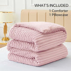 BEDELITE Fleece Twin Comforter Set -Super Soft & Warm Fluffy Pink Bedding, Luxury Fuzzy Heavy Bed Set for Winter with 1 Pillow case