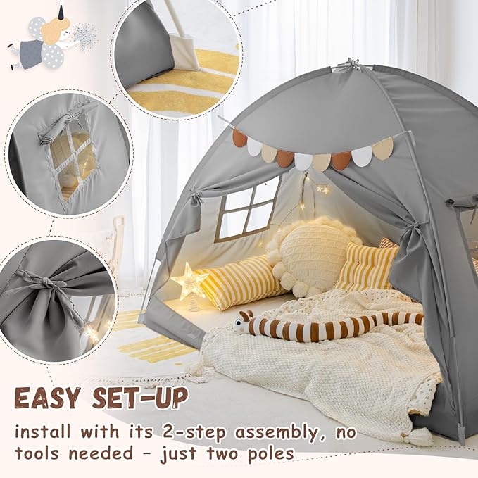 Sherilyn Bed Tent Bed Canopy Bunk Twin Size for Kids, Kids Tent Floor Indoor Privacy Sleeping Tents Dream Tents Indoor Drafty Room, Twin Bed Tents Blackout Space on Bed Tents Canopy Tents