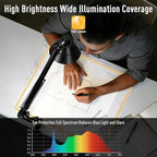Led Desk Lamp for Home Office - Swing Arm Desk Lamp with Clamp - Architect Adjustable Gooseneck Table Lamp with 5 Color Modes & 10 Brightness for Reading Working Drafting (Black)