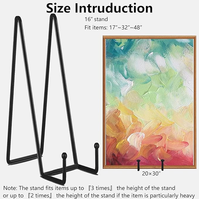 IBosins 5 Pack 16 Inch Plate Holder Display Stands, Large Metal Black Frame Stand for Picture, Book, Photo Easel, Creation, Collectibles