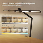 41" Led Desk Lamp with Clamp, Architect Desk Lamp,24W Ultra Bright Auto Dimming Computer Light，Eye-Caring Task Lamp for Home Office, Reading, Study, Dual Monitors, Workbench (Black)