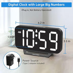 Peakeep Small Digital Alarm Clock for Bedrooms, Loud for Heavy Sleepers Adults, Dimmable Plug in Electric Large Numbers Clock Battery Backup, Slim Clock for Table Office Modern Living Room (BW)