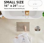 Waffle Bath Mat, Boho Bathroom Rugs Non Slip Washable Super Absorbent Quick Dry Bath Mat Farmhouse Bathroom Decor, 24"x16" Khaki and White
