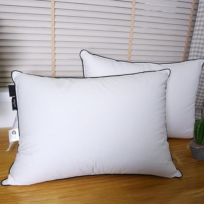 Luxurious Down Pillows - Standard Size, High Fill Power, Breathable Cotton Blend Shell,Down Pillow Ideal for Every Night (Off White, Standard (Pack of 2))