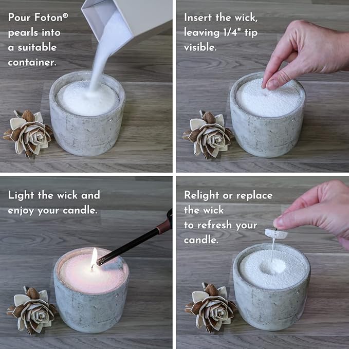 Foton Pearled Candle 18 Oz - Tailored Tux Masculine Men's Perfume Scented Non Toxic Luxury Long Lasting Powder Wax Sand Candles up to 120 Hours - Refillable Pearl Candle Sand with 30 Wicks