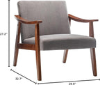 Accent Chair with Velvet Upholstery and Solid Wood Frame, Classic Mid-Century Modern Living Room Furniture for Extra Seating, Grey