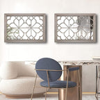 Wocred Set of 2 Rectangular Wall Mirror,Gorgeous Rustic Farmhouse Accent Mirror,Barn Wood Color Entry Mirror for Bathroom Renovation,Bedrooms,Living Rooms and More(11”x15”)