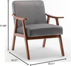 Container Furniture Accent Chair with Microfiber Upholstery and Solid Wood Frame, Classic Mid-Century Modern Living Room Furniture for Extra Seating, Grey