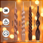 Nuanchu 4 Pcs 7.87 Inch Twisted Taper Candles Wax Unscented Smokeless Spiral Swirl Candlesticks for Wedding Holiday Dinner Party Home Decorations(Neutral)