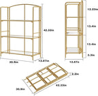 Crofy No Assembly Folding Bookshelf for Living Room, 3 Tier Gold Collapsible Book Shelf for Home Office, Portable Bookcase Storage Organizer
