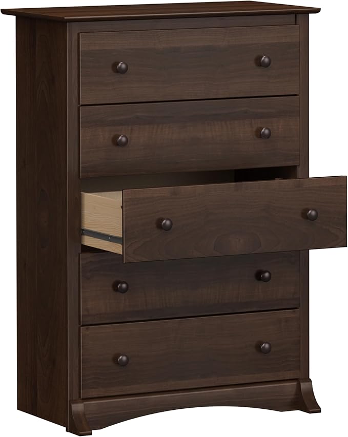 Prepac Sonoma Superior 5-Drawer Dresser for Bedroom - Spacious and Stylish Chest of Drawers, Measuring 17.75"D x 31.5"W x 44.75"H, In Espresso Finish