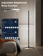 2PCS RGB Corner Floor Lamp, 64.5" RGB Color Changing Led Floor Lamp for Living Room APP and Remote Modern Light Bar with Music Sync and 16 Million Colors Dimmable Ambient Lighting for Bedroom